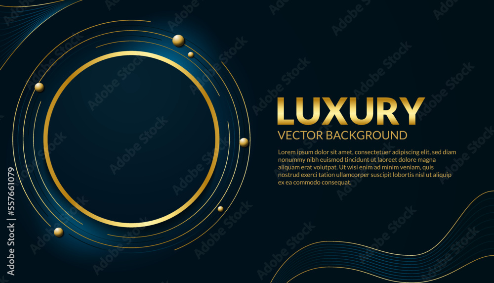 Wall mural luxury background abstract banner in dark blue and gold color with copy space