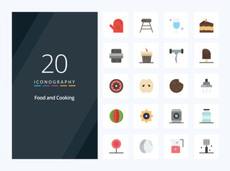 Fototapeta na wymiar 20 Food Flat Color icon for presentation. Vector icons illustration