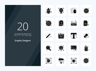 20 Graphic Designer Solid Glyph icon for presentation. Vector icons illustration