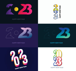 Big Set of 2023 Happy New Year logo text design. 2023 number design template. Vector New Year Illustration