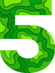 Alphabet letter numbers vector set, modern paper cut design concept in brilliant green colour for your logo unique element design corporate identity, apps, creative posters & more 