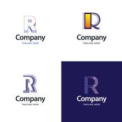 Letter R Big Logo Pack Design. Creative Modern logos design for your business. Vector Brand name illustration