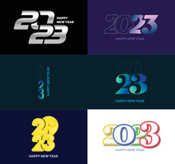 Big Set of 2023 Happy New Year logo text design. 2023 number design template. Vector New Year Illustration
