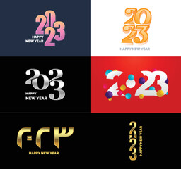 Big Set of 2023 Happy New Year logo text design. 2023 number design template. Vector New Year Illustration