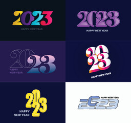 Big Set of 2023 Happy New Year logo text design. 2023 number design template. Vector New Year Illustration