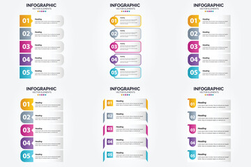 Vector illustration 5 Steps infographics. Flat design set for advertising brochure flyer and magazine. Pack of 3074