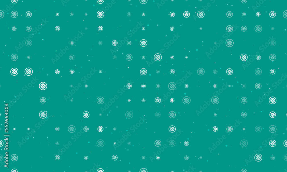 Poster seamless background pattern of evenly spaced white sushi roll symbols of different sizes and opacity