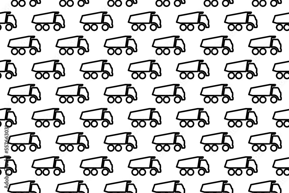 Poster seamless pattern completely filled with outlines of truck symbols. elements are evenly spaced. vecto