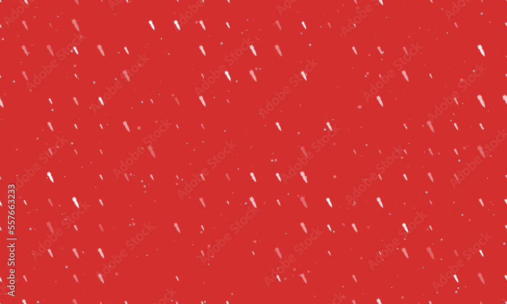 Poster seamless background pattern of evenly spaced white falling rocket symbols of different sizes and opa