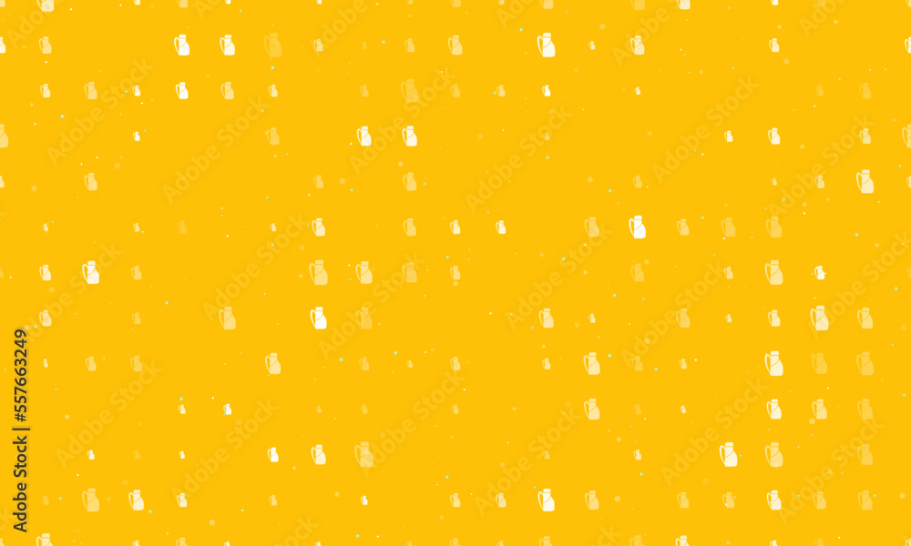 Poster seamless background pattern of evenly spaced white travel backpack symbols of different sizes and op