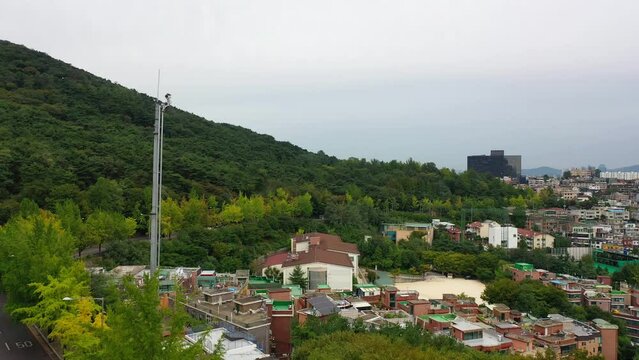 [korea drone footage] Seoul city landscape, Itaewon, Namsan Tower, Landmark