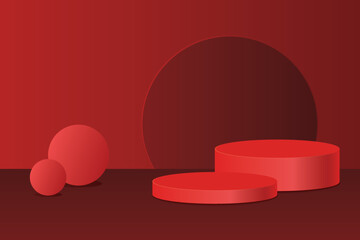 3d background products two red podium, Product Prodium, Stand product, valentine, Chinese new year