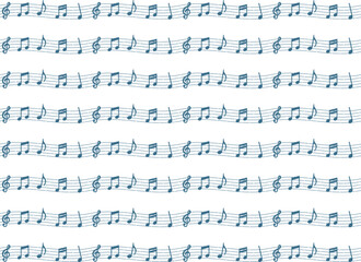 Fototapeta premium 音楽 ト音記号 音符 楽譜 線画 罫線 枠 シンプル 青色 掠れ