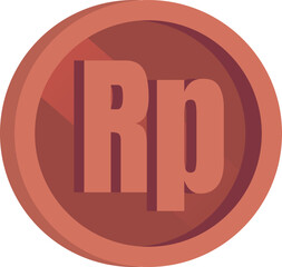 Shiny Indonesian Rupiah Bronze Coin Vector Illustration