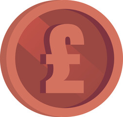 Shiny Pound Sterling Bronze Coin Vector Illustration	