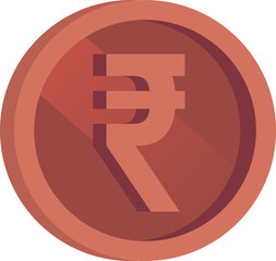 Shiny India Rupee Bronze Coin Vector Illustration