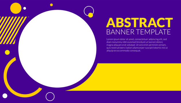 Abstract Banner Background Vector Illustration With Circle Purple Blue And Yellow Color Combination And Copy Space For Advertising Or Backdrop