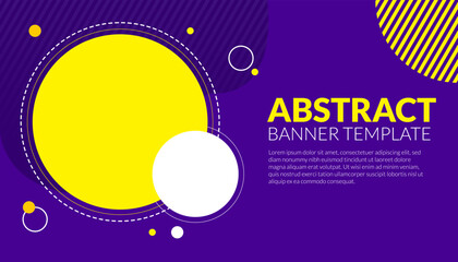 Abstract banner background vector illustration with circle purple blue and yellow color combination and copy space for advertising or backdrop