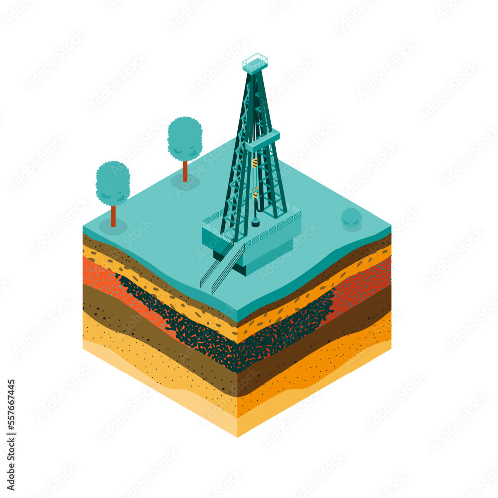 Poster oil rig icon