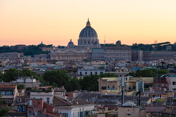 Fototapeta na wymiar Aerial view of ancient city of Rome, Italy during Sunset