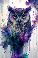 Painterly Owl created with Generative AI Technology