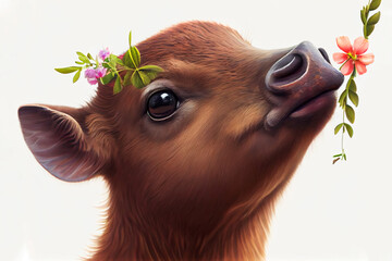 Curious Calf created with Generative AI Technology - 557668259