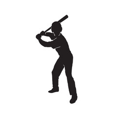 Baseball player silhouette, Man batter vector illustration on white.