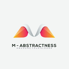 letter m wing design logo gradient color