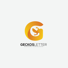 letter g with gecko design gradient color logo