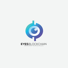 eyes block chain design logo gradient color vector