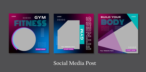 Fitness instagram gym social media post template 