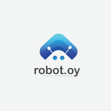 robot design icon logo gradient color