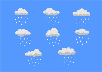 Obraz premium illustration vector graphic of a cloud with raindrops on blue background