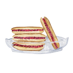 Japanese dorayaki pancakes. Delicious sweet pastry for dessert. Traditional dish of Asia East.