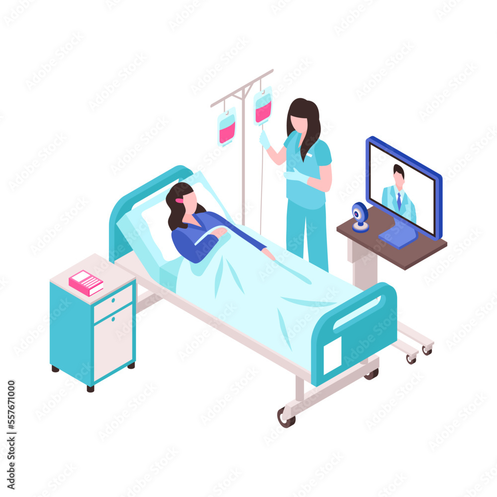 Wall mural Telemedicine Isometric Icon