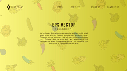 Yellow landing page template of Vegetables. Modern design concept of web page design for website and mobile website. Easy to edit and customize. Vector Illustration