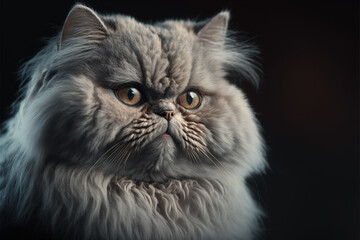 Naklejka na ściany i meble annoyed Persian cat portrait, Generative AI