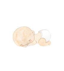 Fototapeta premium Watercolor baby illustration for kids