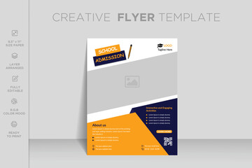 School admission web banner template. Back to school social media post template. Kids back to school education admission flyer layout template.