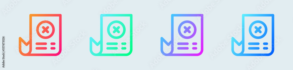 Poster failed transaction line icon in gradient colors. error signs vector illustration.