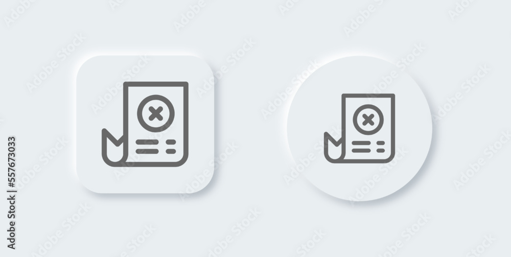 Poster failed transaction line icon in neomorphic design style. error signs vector illustration.