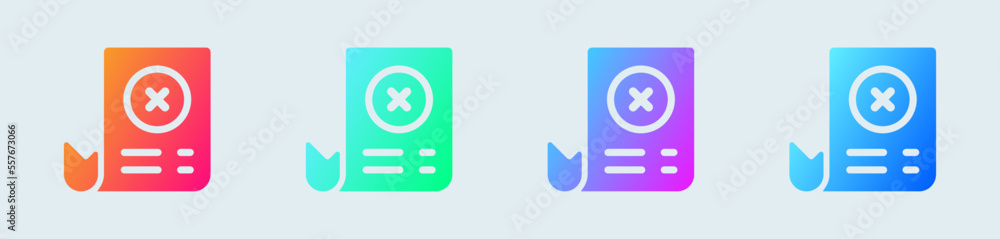 Aufkleber failed transaction solid icon in gradient colors. error signs vector illustration.