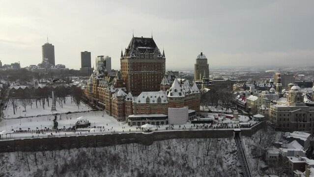 Qu&eacute;bec- Old Town Aerial in Winter