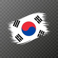 South Korea national flag. Grunge brush stroke. Vector illustration on transparent background.