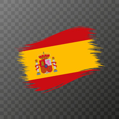Spain national flag. Grunge brush stroke. Vector illustration on transparent background.