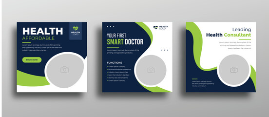 Medical healthcare service social media post design template. healthcare flyer Premium Vector - obrazy, fototapety, plakaty
