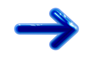 3d blue rounded plastic glossy realistic business arrow. Design infographics, diagram, graph, presentation or chart. Shiny way business concept. Modern decor, next icon. png