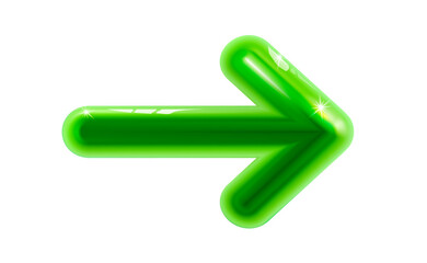 Green 3d rounded plastic glossy realistic business arrow. Design infographics, diagram, graph, presentation or chart. Shiny way business concept. Modern decor,  next icon. isolated png