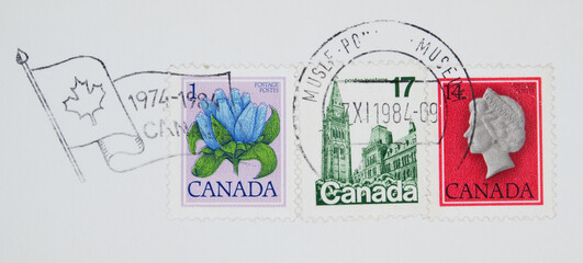 stamp briefmarke vintage retro alt old canada kanada papier paper post letter mail brief blume...