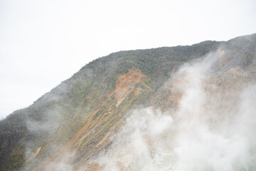 White smoke from Hakone Owakudani volcano